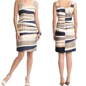 Banana Republic 100% Silk Multicolor Dress Abstract Stripe Pockets 421509
